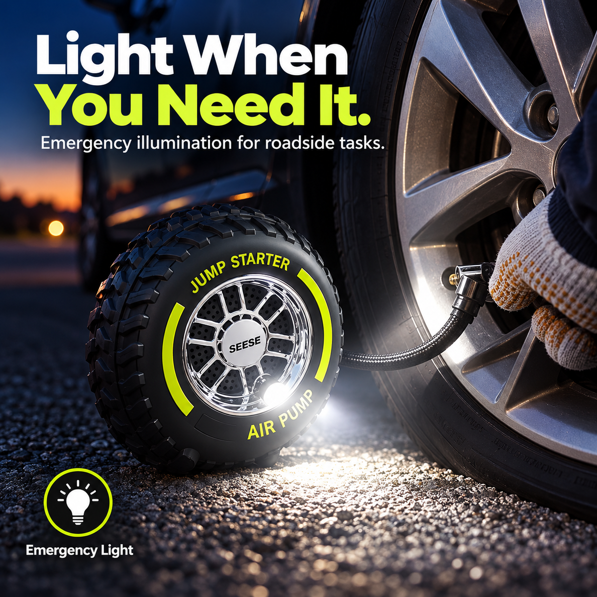 Emergency illumination from the portable car jump starter